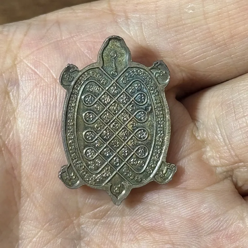 Luang Pu Liew · Phaya Tao Ruean Turtle · Run Sanam Chan · Silver with Fired Enamel · Wat Rai Taeng Thong B.E. 2538 — Original Box, Certified CO06547 2