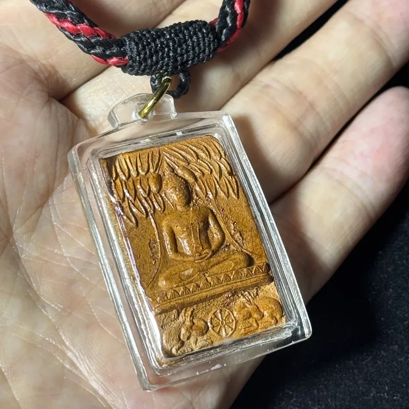 龙婆扎兰·佛陀降魔印·大鹿版·泥质（佛历2513年安帕万寺开光｜背嵌袈裟头发·仅此一件） 3