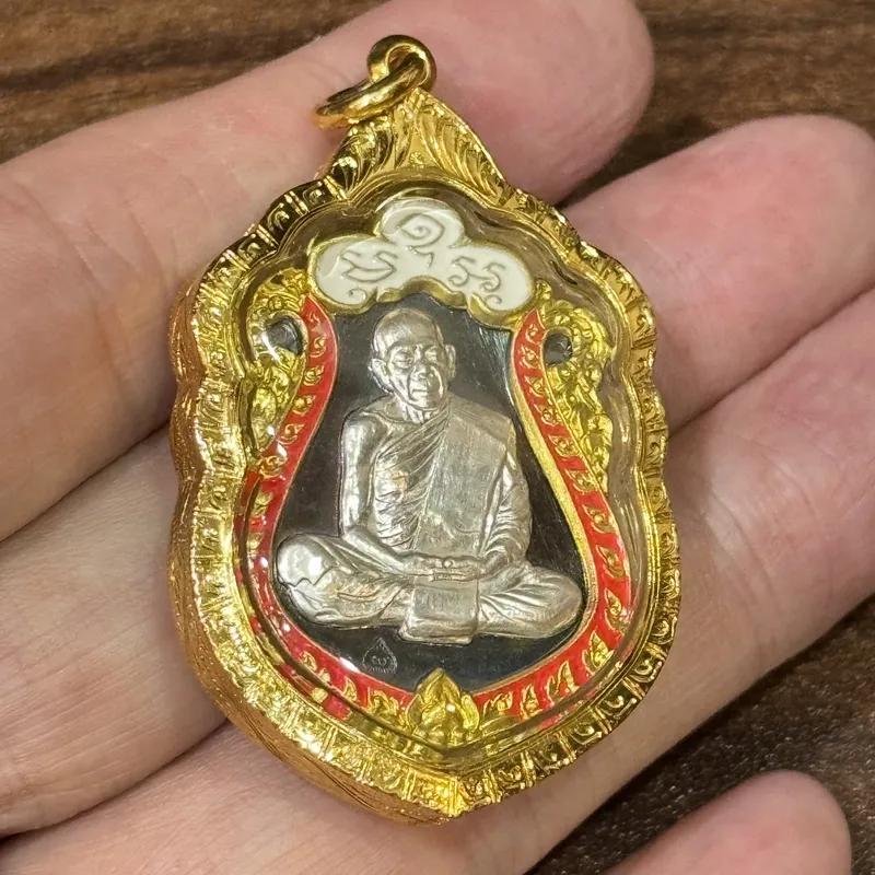 Luang Phor Tim · Wat Laharn Rai | Rian Sema Coin · Retro Edition · Gold-Plated Enamel with Silver Mask · B.E. 2559 2