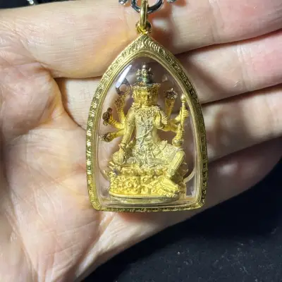 龙婆禅 四面神梵天立尊 佛历2556年 贴金版｜Wat Amphawan｜附认证卡 R01790｜仅此一件