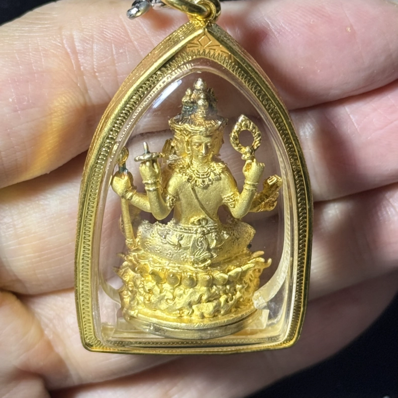 龙婆禅 四面神梵天立尊 佛历2556年 贴金版｜Wat Amphawan｜附认证卡 R01790｜仅此一件 7