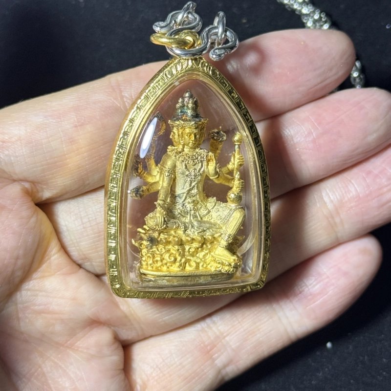 龙婆禅 四面神梵天立尊 佛历2556年 贴金版｜Wat Amphawan｜附认证卡 R01790｜仅此一件 2