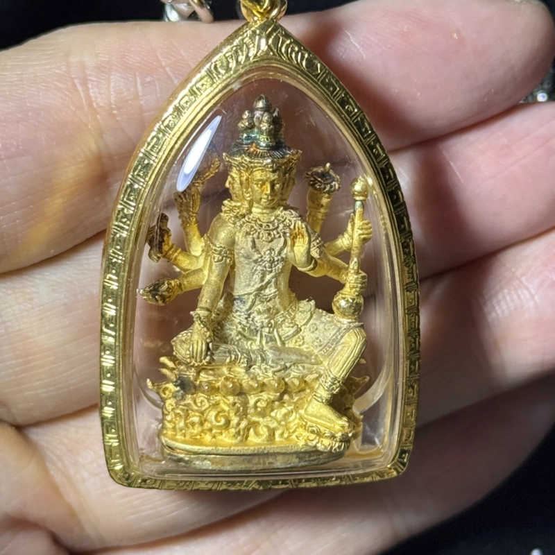 龙婆禅 四面神梵天立尊 佛历2556年 贴金版｜Wat Amphawan｜附认证卡 R01790｜仅此一件 5