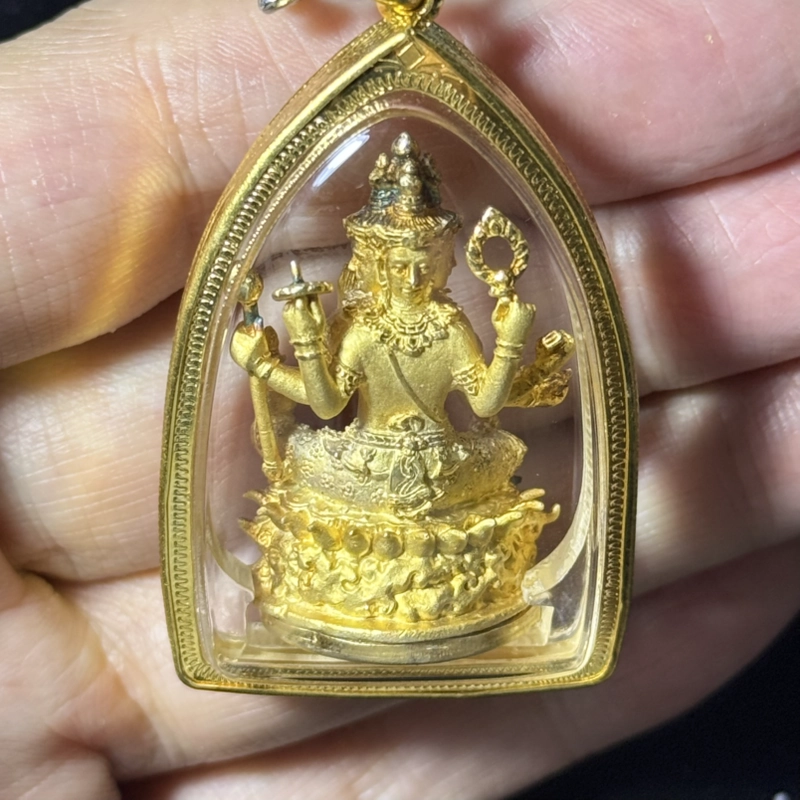 龙婆禅 四面神梵天立尊 佛历2556年 贴金版｜Wat Amphawan｜附认证卡 R01790｜仅此一件 8
