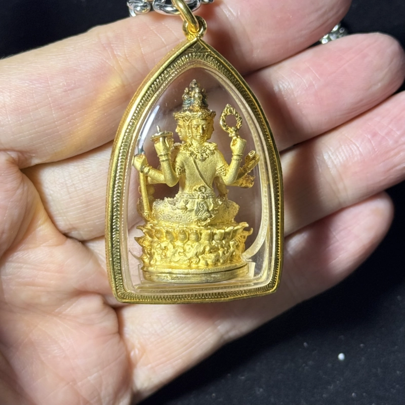 龙婆禅 四面神梵天立尊 佛历2556年 贴金版｜Wat Amphawan｜附认证卡 R01790｜仅此一件 4