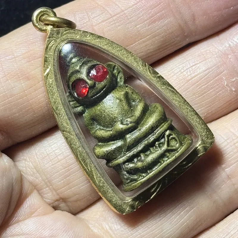 Luang Pho Koy · Phra Ngang Red-Eye · Sacred Alloy · Wat Khao Din Tai, Buriram B.E. 2551 — Limited Run of 999, One of a Kind, Gold-Tone Waterproof Case 5