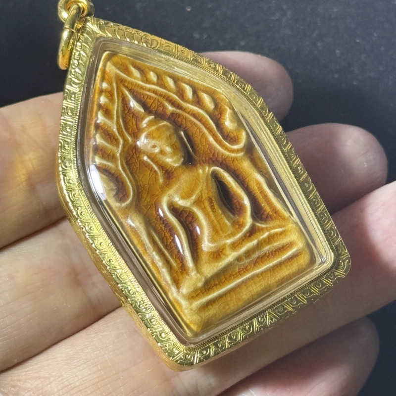 Luang Por Charan 2556 Glazed Clay Five-Sided Khun Paen with Certificate 5