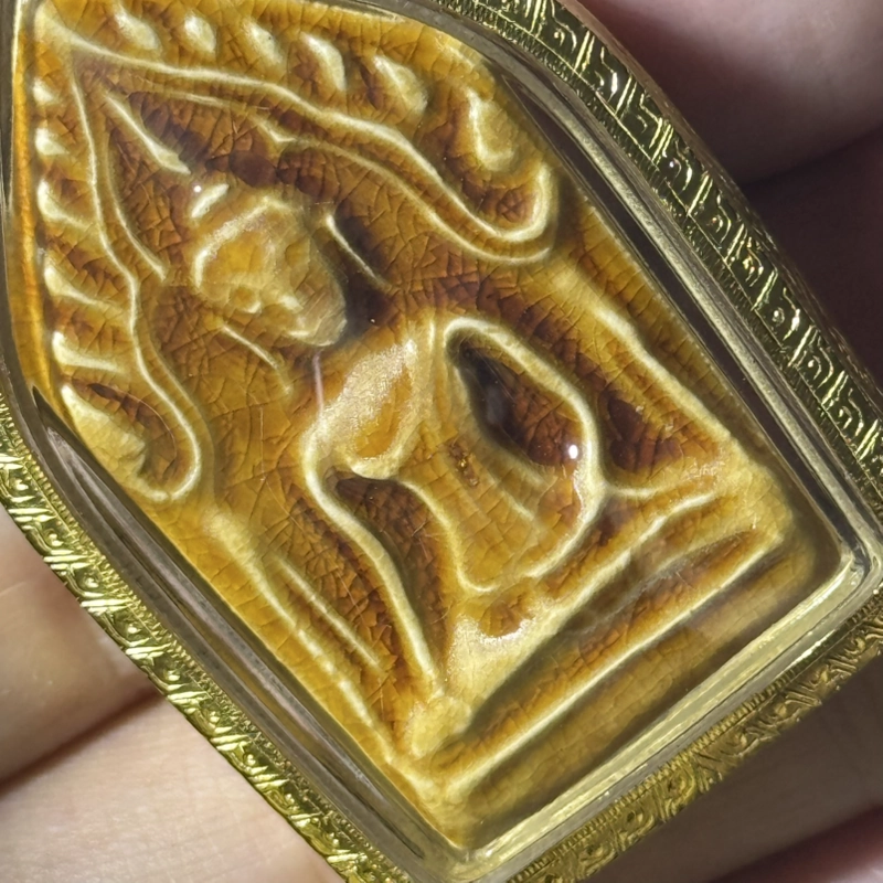 Luang Por Charan 2556 Glazed Clay Five-Sided Khun Paen with Certificate 7