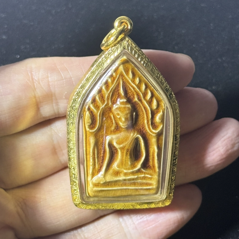 Luang Por Charan 2556 Glazed Clay Five-Sided Khun Paen with Certificate 2