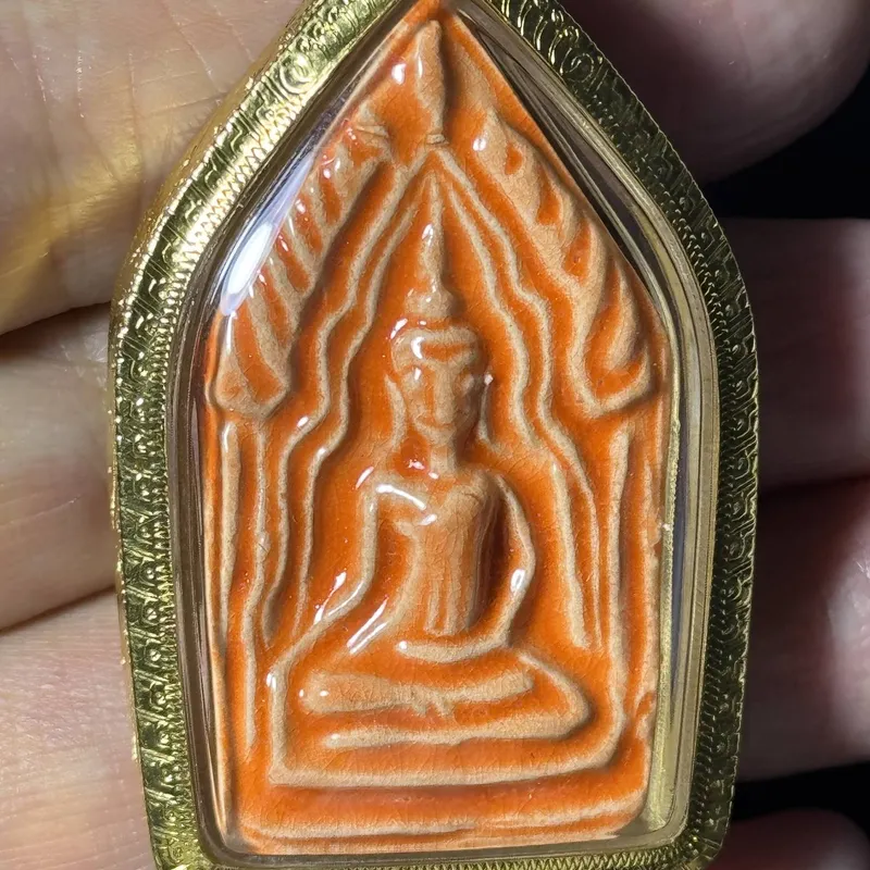 Luang Pho Jaran · Phra Khun Paen Khlueb · Soft-Arms Mold · Clay · Wat Amphawan B.E. 2556 — One-of-a-Kind with Italian Gold-Plated Case 4