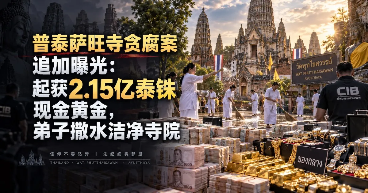 普泰萨旺寺贪腐案追加曝光:起获2.15亿泰铢现金黄金,弟子撒水洁净寺院