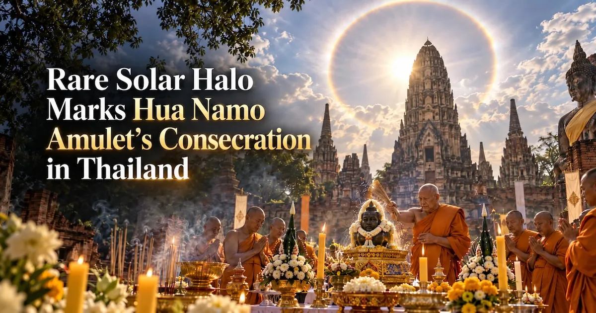 Rare Solar Halo Marks Hua Namo Amulet's Consecration in Thailand