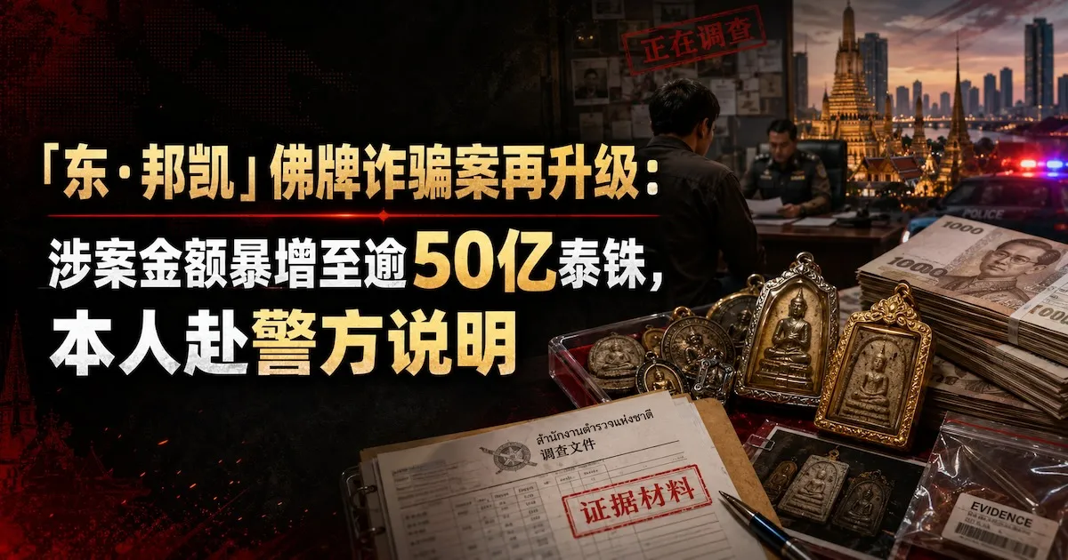 「东·邦凯」佛牌诈骗案再升级:涉案金额暴增至逾50亿泰铢,本人赴警方说明