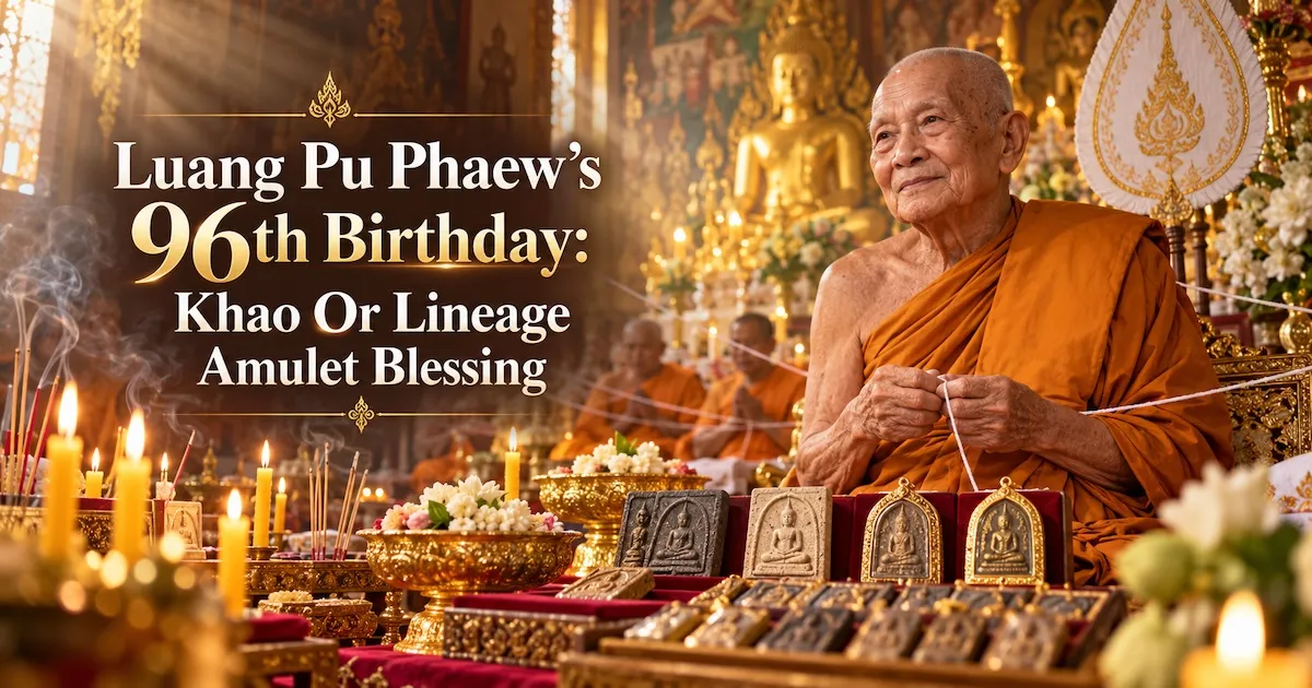 Luang Pu Phaew's 96th Birthday: Khao Or Lineage Amulet Blessing