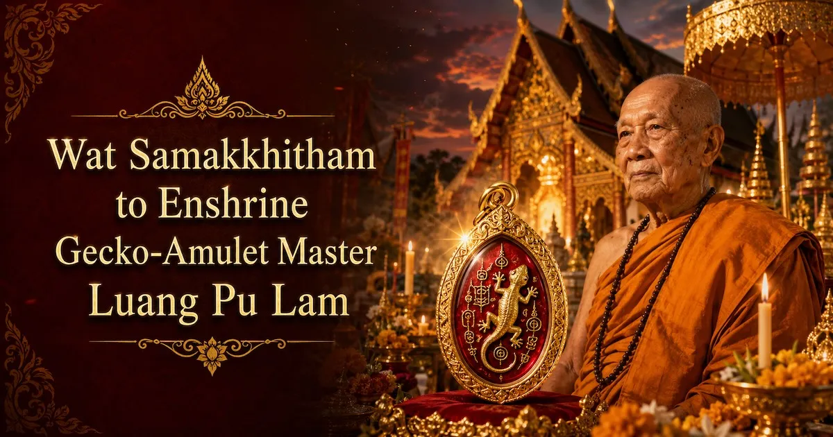 Wat Samakkhitham to Enshrine Gecko-Amulet Master Luang Pu Lam