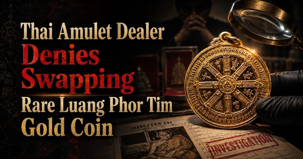 Thai Amulet Dealer Denies Swapping Rare Luang Phor Tim Gold Coin