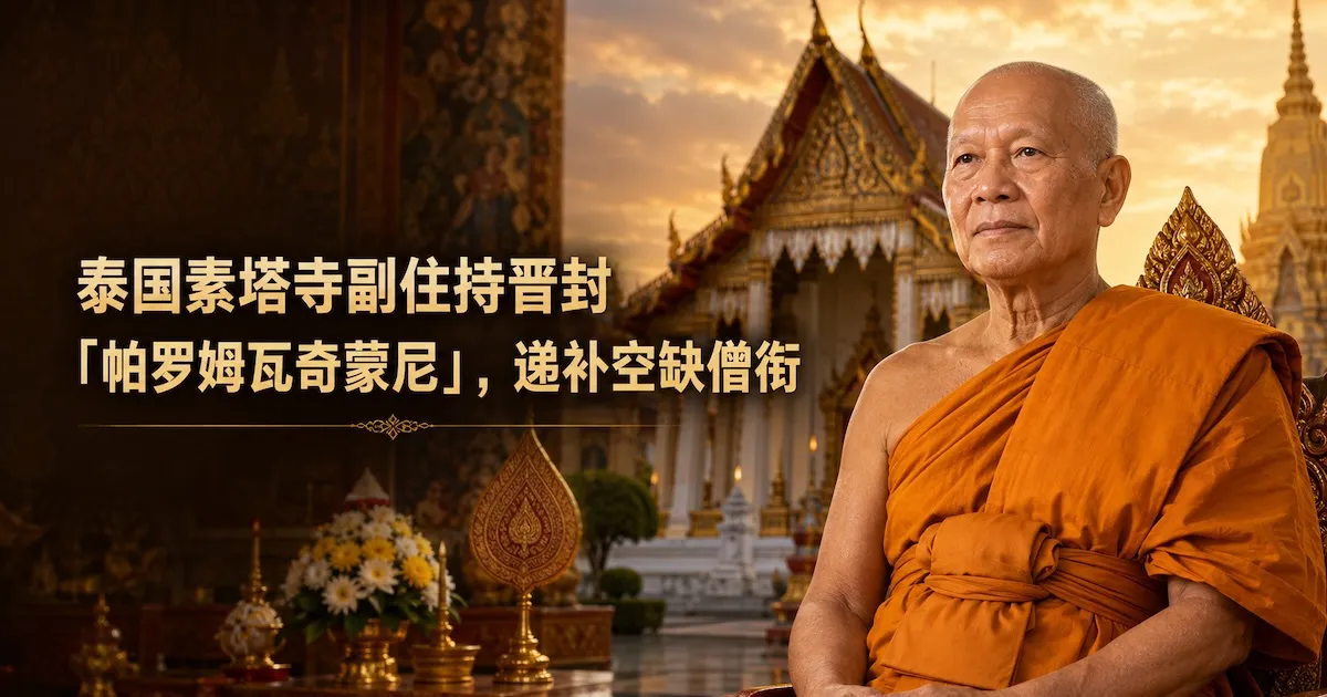 泰国素塔寺副住持晋封「帕罗姆瓦奇蒙尼」,递补空缺僧衔