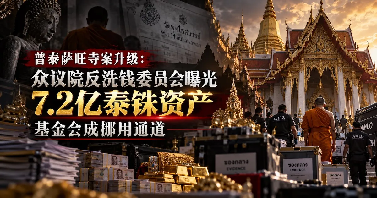 普泰萨旺寺案升级:众议院反洗钱委员会曝光7.2亿泰铢资产,基金会成挪用通道