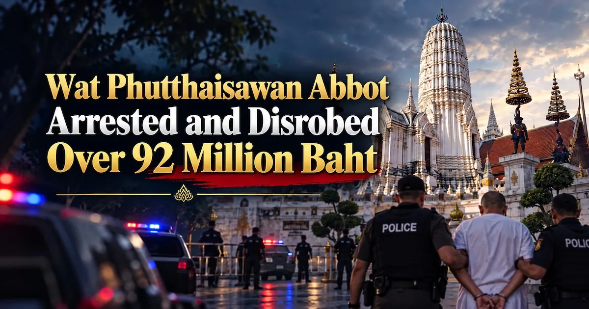 Wat Phutthaisawan Abbot Arrested and Disrobed Over 92 Million Baht