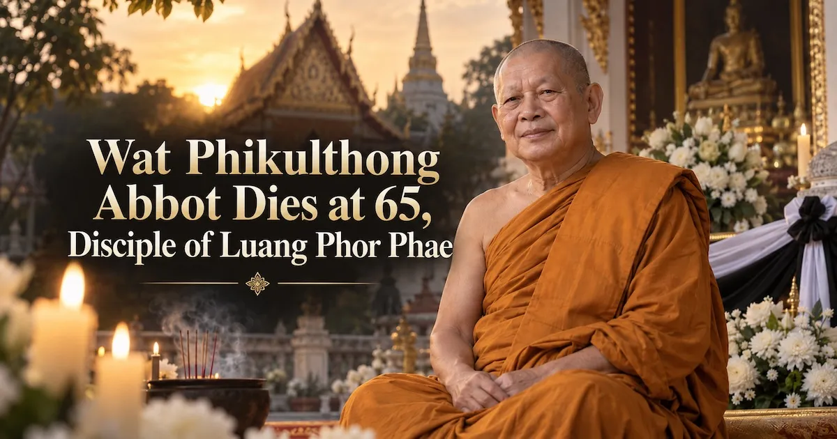 Wat Phikulthong Abbot Dies at 65, Disciple of Luang Phor Phae