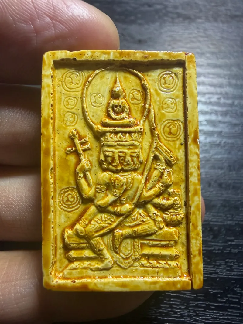 龍婆篤·佛在梵天之上四面神首期·大模·粉質原始釉漆(佛曆2517年大城府沙給寺|協會正式鑑定卡 P05780·僅此一件) 1
