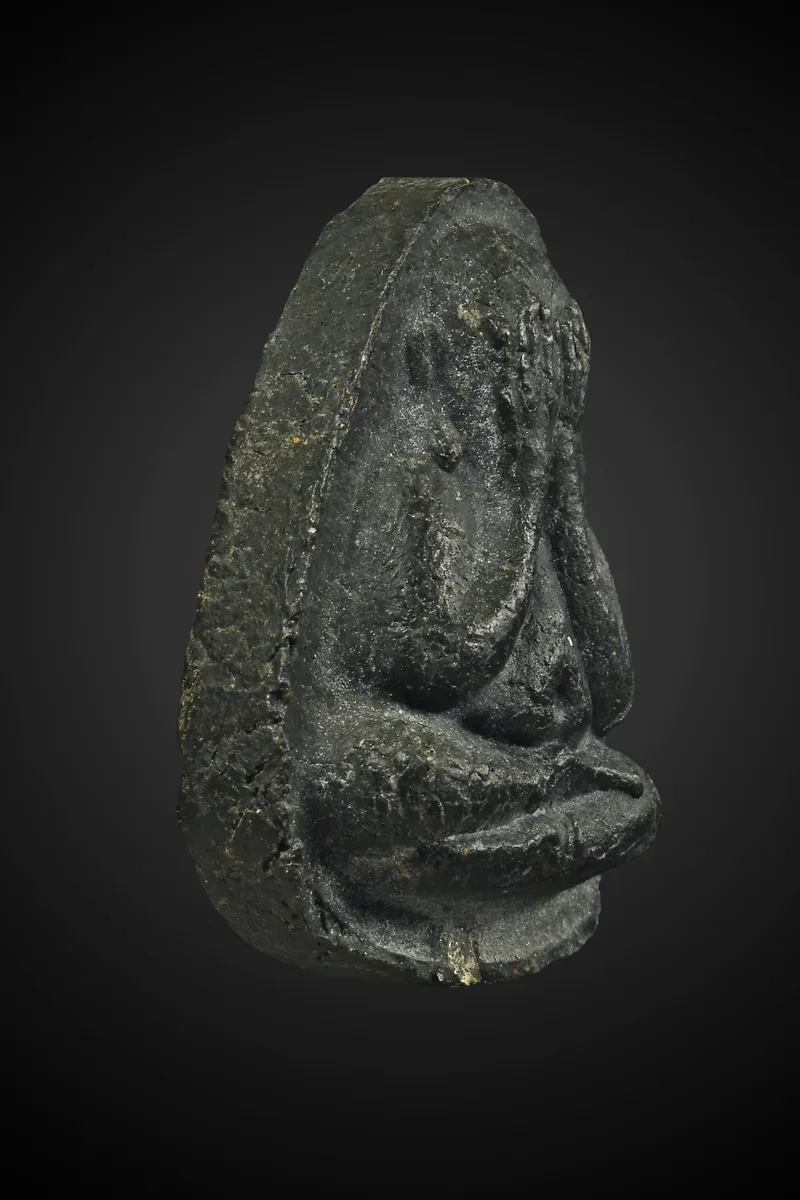Luang Pu To · Phra Pidta · Bo Ni In Na / Plod Nee (Debt-Clearing) Batch B.E. 2521 · Black Sacred Powder · Wat Pradu Chimphli — Certified No. 07003 4