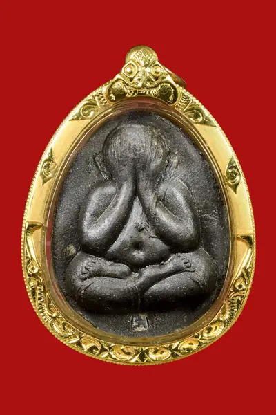 Luang Pu Toh · Phra Pidta Jumbo 2 Large Mold · Black Palm-Leaf Powder · Sukittima Yantra Back · Wat Pradu Chimphli c. B.E. 2521–2523 — Certified GJ09-C8FD3