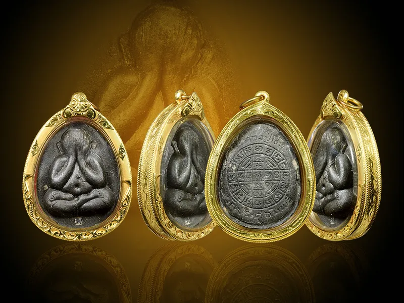 Luang Pu Toh · Phra Pidta Jumbo 2 Large Mold · Black Palm-Leaf Powder · Sukittima Yantra Back · Wat Pradu Chimphli c. B.E. 2521–2523 — Certified GJ09-C8FD3 5