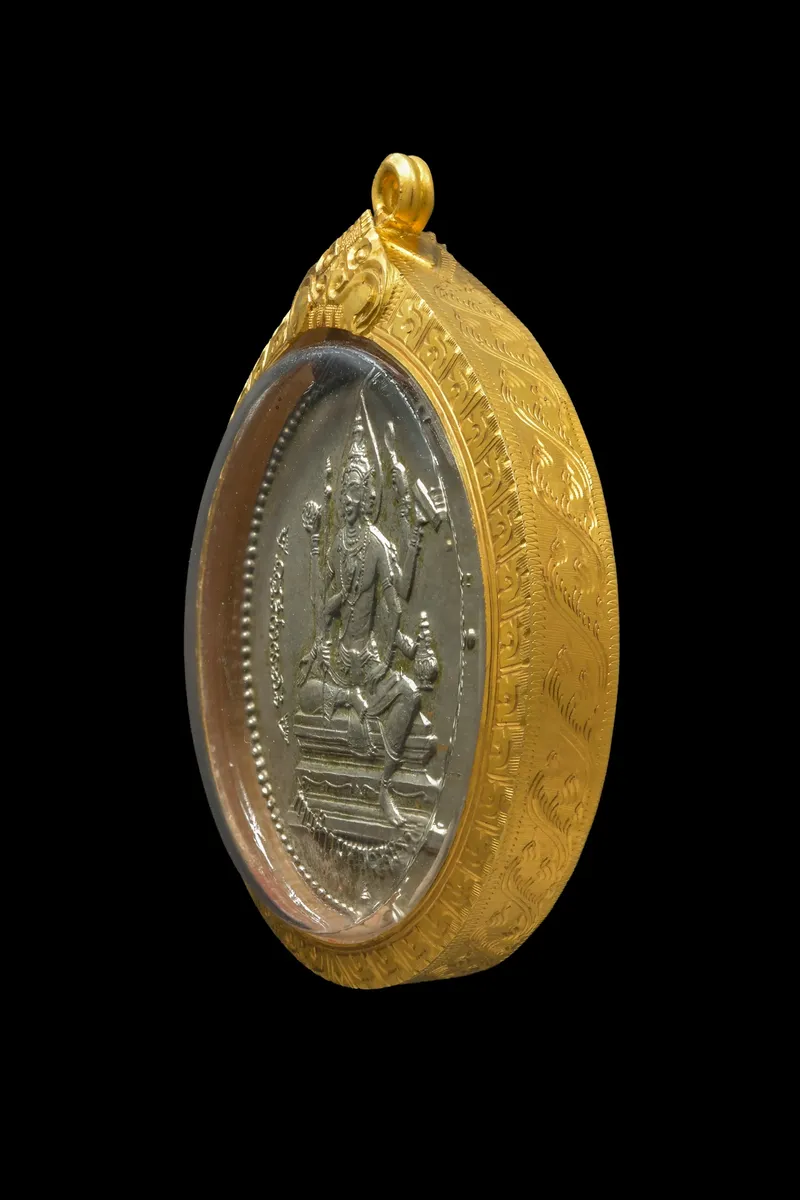瓦当四面神·钻石法轮币一期·阿巴卡白铜·纯金外壳（佛历2508年曼谷瓦当｜协会正式鉴定卡 GJ10-1AD6A·仅此一件） 3