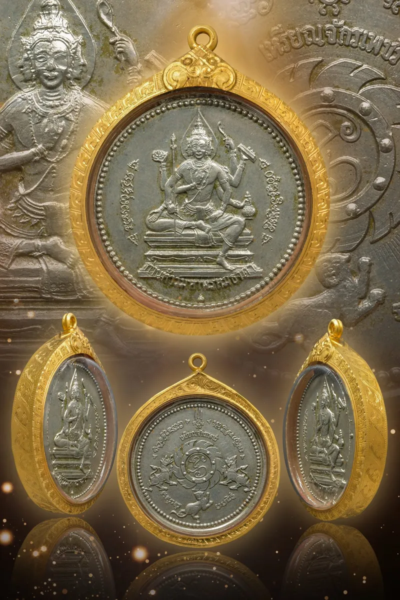 瓦当四面神·钻石法轮币一期·阿巴卡白铜·纯金外壳（佛历2508年曼谷瓦当｜协会正式鉴定卡 GJ10-1AD6A·仅此一件） 5
