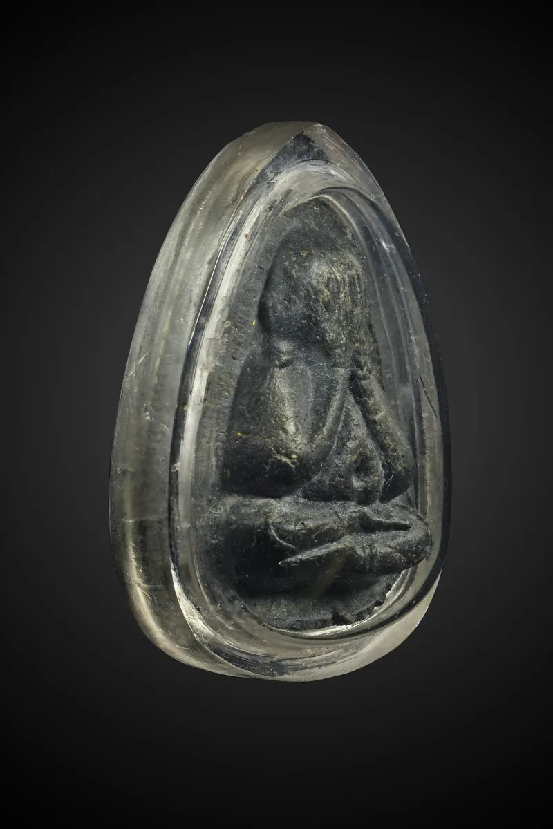Luang Pu To · Phra Pidta Debt-Release Batch (Run Plod Nee) · Triangle-Yantra Back · Palm-Leaf Powder · Wat Pradu Chimphli c. B.E. 2521-2523 — Certified PM07004 3