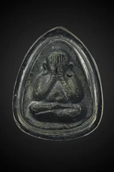 Luang Pu To · Phra Pidta Debt-Release Batch (Run Plod Nee) · Triangle-Yantra Back · Palm-Leaf Powder · Wat Pradu Chimphli c. B.E. 2521-2523 — Certified PM07004