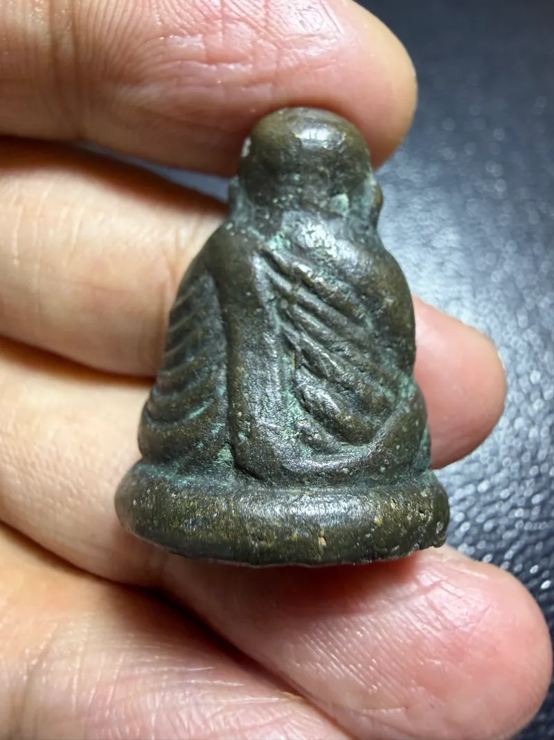 Luang Pho Ngern · B.E. 2528 "Puen Taek" (Gun-Burst) Cast Statue · Small-Head Mold · Mixed Metal · Wat Khongkharam — Certified R03695 2