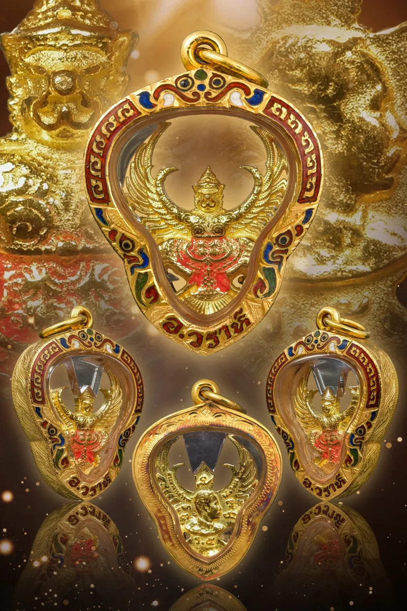 龍婆哇啦·鷹神迦樓羅·純金·大富翁期·背拉瑪五世（佛曆2563年曼谷菩提通寺｜協會正式鑑定卡 GJ10-6F17B·僅此一件） 5
