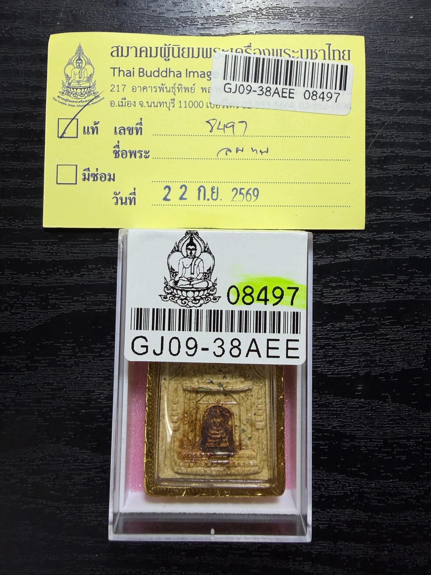 龍婆培·聖血崇迪·粉質背嵌符管·金色外殼（佛曆2537年信武裡府編冠湯寺｜協會鑑定 08497·僅此一件） 3